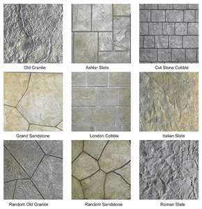 A series of different types of concrete.